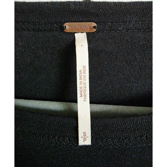 Free People Black Long Sleeve Top with Lace Detail Peplum Blouse Size Small - Picture 5 of 7